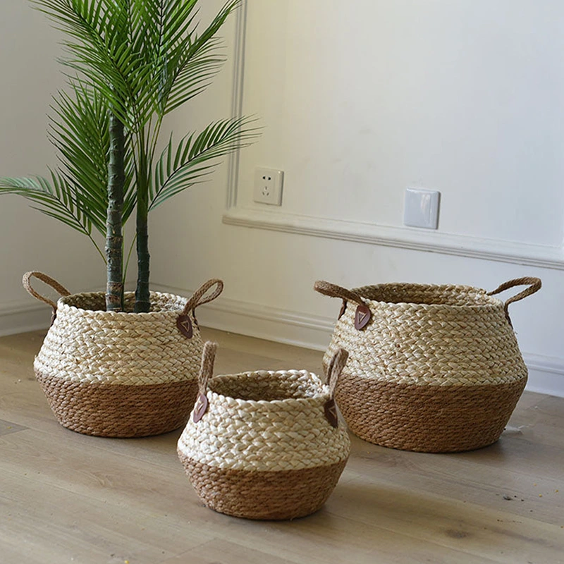 Natural Flower Pot Seagrass Wicker Basket Home Decor Garden Laundry Bamboo Seagrass Storage Baskets