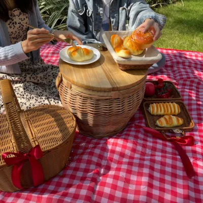 Bobai Haosen Cestino da picnic rotondo in vimini intrecciato a mano e isolato